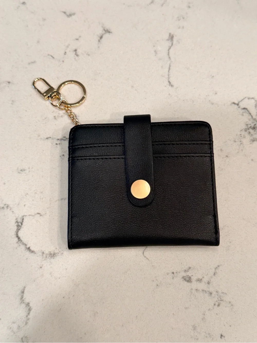 Classic Black Cardholder Wallet with Key Ring